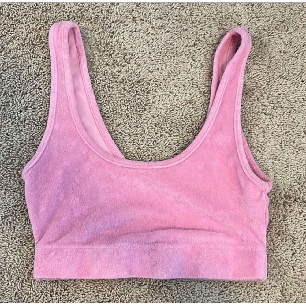 Zara pink top soft comfy terry cloth material size small
